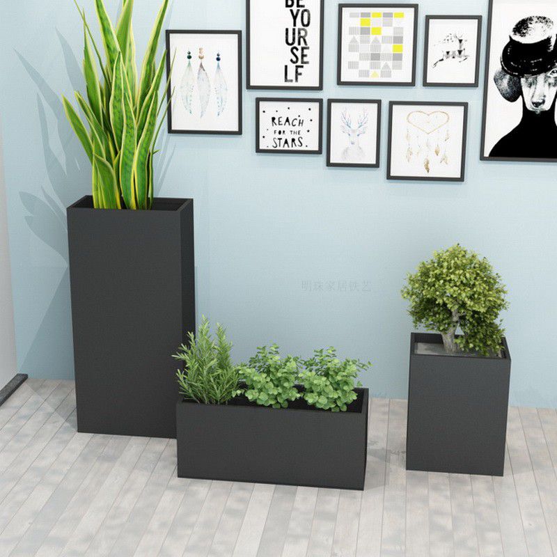 Outdoor wrought iron flower box garden flower trough floor flower stand rust-proof balcony flower pot green flower stand custom