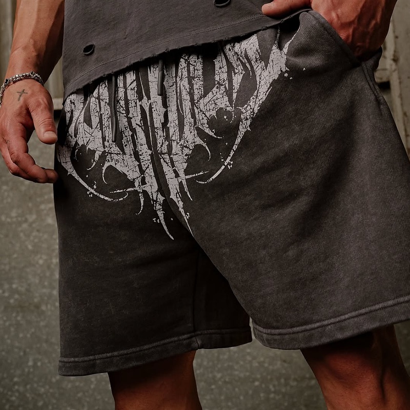 Youngla Trendy New American-Style Shorts with Creative Prints, Casual Versatile Five-Point Shorts for Running, Fitness, and Weightlifting