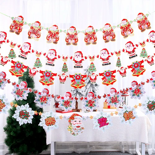 Рождественские декоративные украшения рождественские вытягивания цветочный флаг ланана подвесной ювелирные украшения подвесной кулон баннер торговый центр магазин детского сада