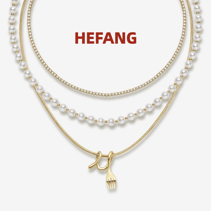 Hefang Three-Layer Chain Necklace, Light Luxury Jewelry, Elegant Accessory, Clavicle Chain, Graceful Gift for Women
