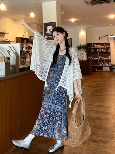 Белая трикотажная накидка, летний тонкий плащ, кардиган, стиль бохо