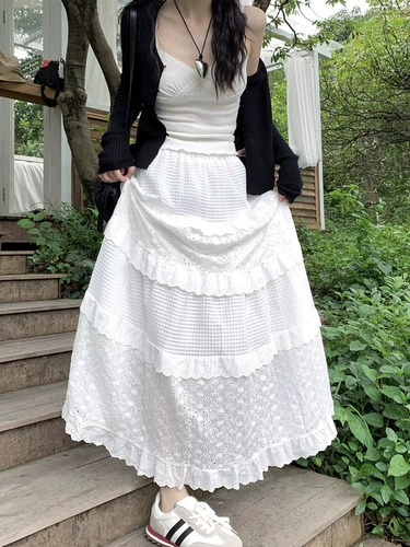 Белая летняя длинная юбка, 2024 года, А-силуэт