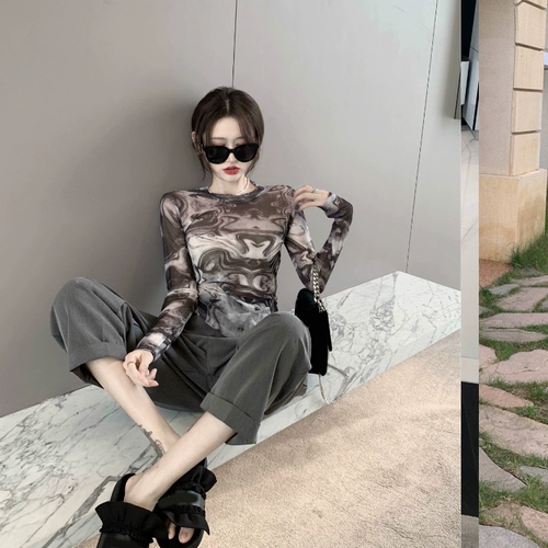 Лонгслив, тонкая ретро футболка, облегающий крой, защита от солнца