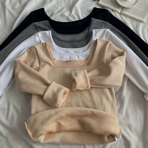 Цветное утепленное базовое приятное телу термобелье, демисезонный лонгслив, футболка, в западном стиле