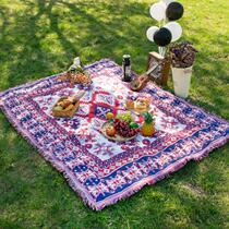 Outdoor picnic mat nap sofa blanket camping throw blanket knitted thread blanket atmospheric tablecloth ethnic style tent blanket