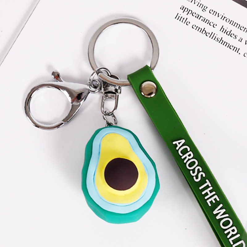 Net red geometric cut fruit keychain vibrato with the same three-dimensional avocado key chain bag pendant gift female