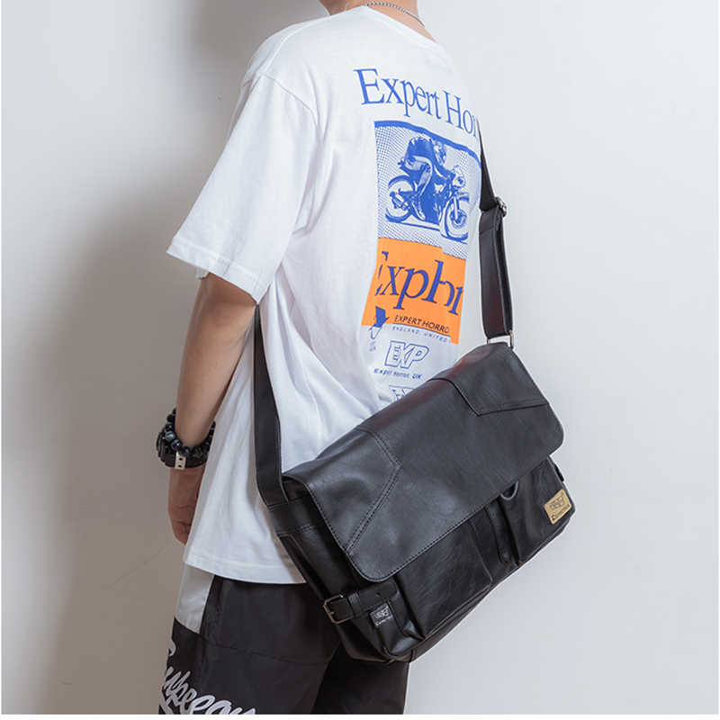 Hong Kong Tide Card Day Ensemble Single Shoulder Bag Genuine Leather Cow Leather Men's Bag Large Capacity Computer Leisure Skew Satchel Men Postman Bag-Taobao