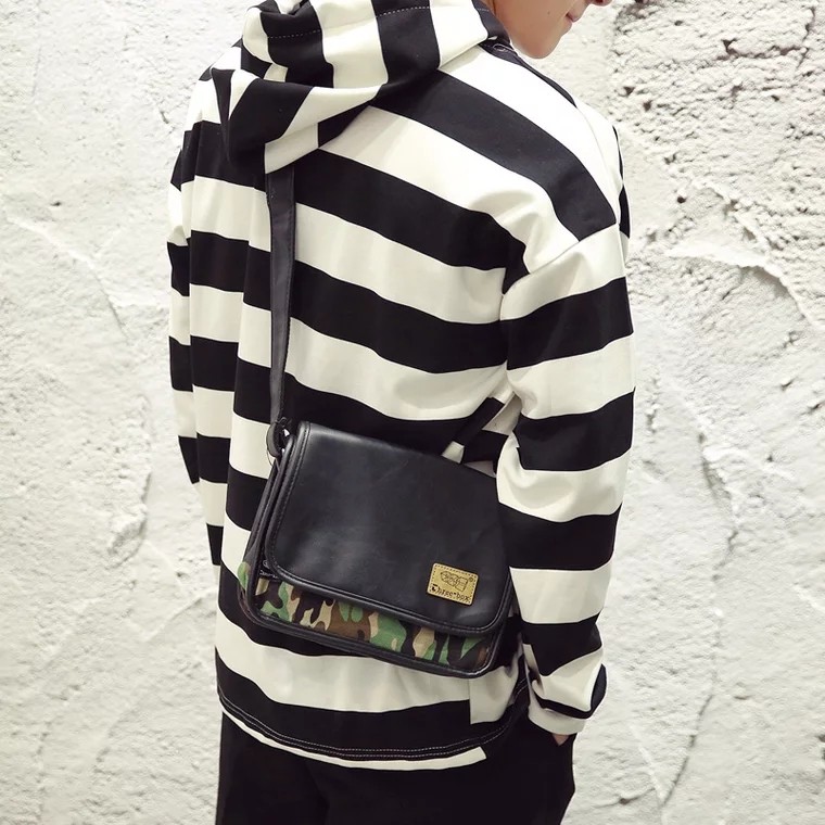 Hong Kong Tide Card Day Ensemble Men's Bag Camouflage single shoulder bag genuine leather Diagonal Satchel and Tidal Men Casual Postman Bag bag-Taobao