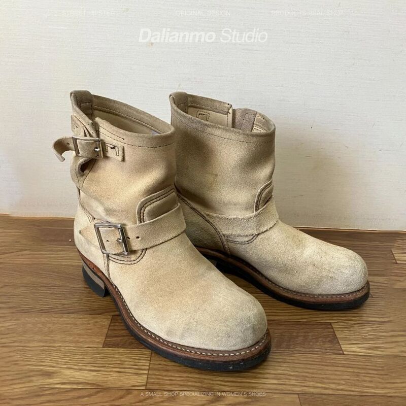 Reproduced Suede Sleeve Engineer Boots, Short Knight Boots, Rw Motorcycle Boots, Martin Boots, Men's Boots, Work Boots, Vintage Style Reproduced Suede Sleeve Engineer Boots, Short Knight Boots, Rw Motorcycle Boots, Martin Boots, Men's Boots, Work Boots, Vintage Style