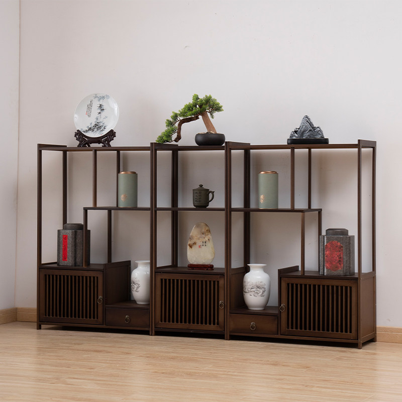Tea room tea cabinet Bogu frame solid wood Chinese style living room small tea set swinging piece with multilayer containing layer shelf short
