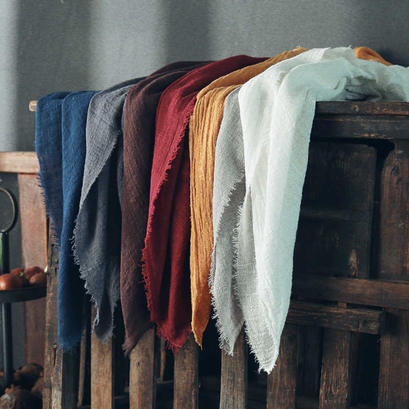 Retro wind made of old pure color hemp cotton handmade hair side musculinary tea towels table cloth gourmet photography folds background cloth hem table cloth hem pieces fruit food dishes tranquilo photo props