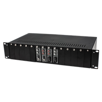 Fengqing 14-slot audio optical transceiver rack dual power supply centralized power supply supports mixed plugging of 2-way audio lotus head Gigabit network port transceiver DMX512 fiber optic extender HDMI optical transceiver