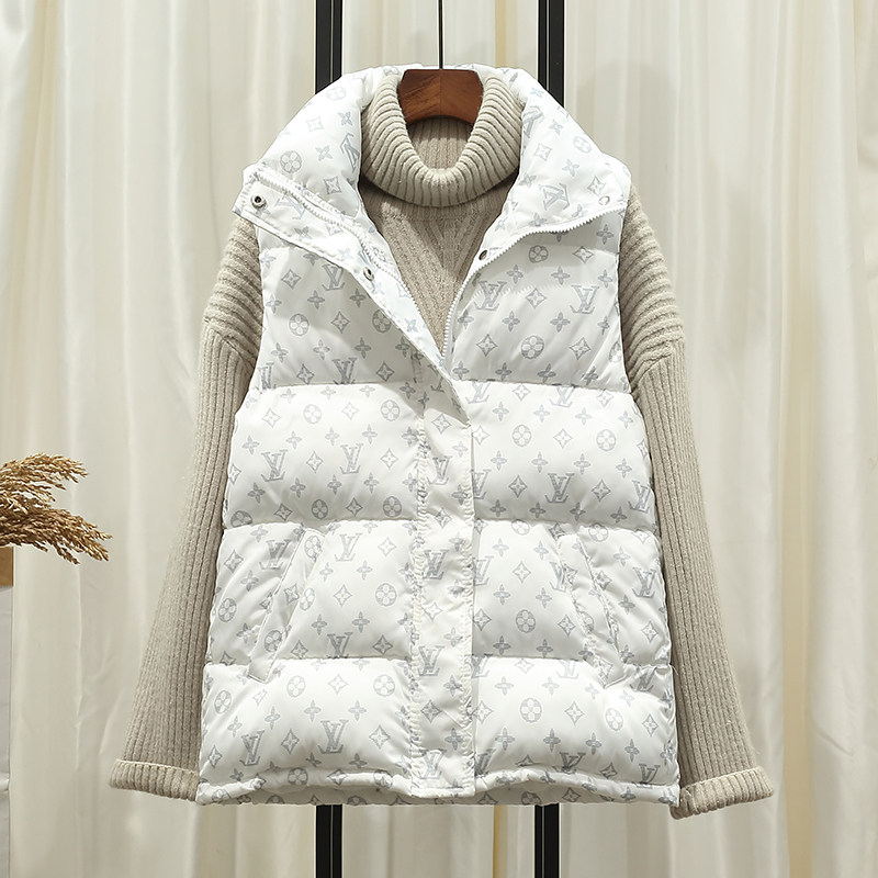 Down Cotton Waistcoat Lady Outside Wearing 2021 New autumn and winter Korean version Loose Vest Jacket 100 Lapped Waistcoat Outside