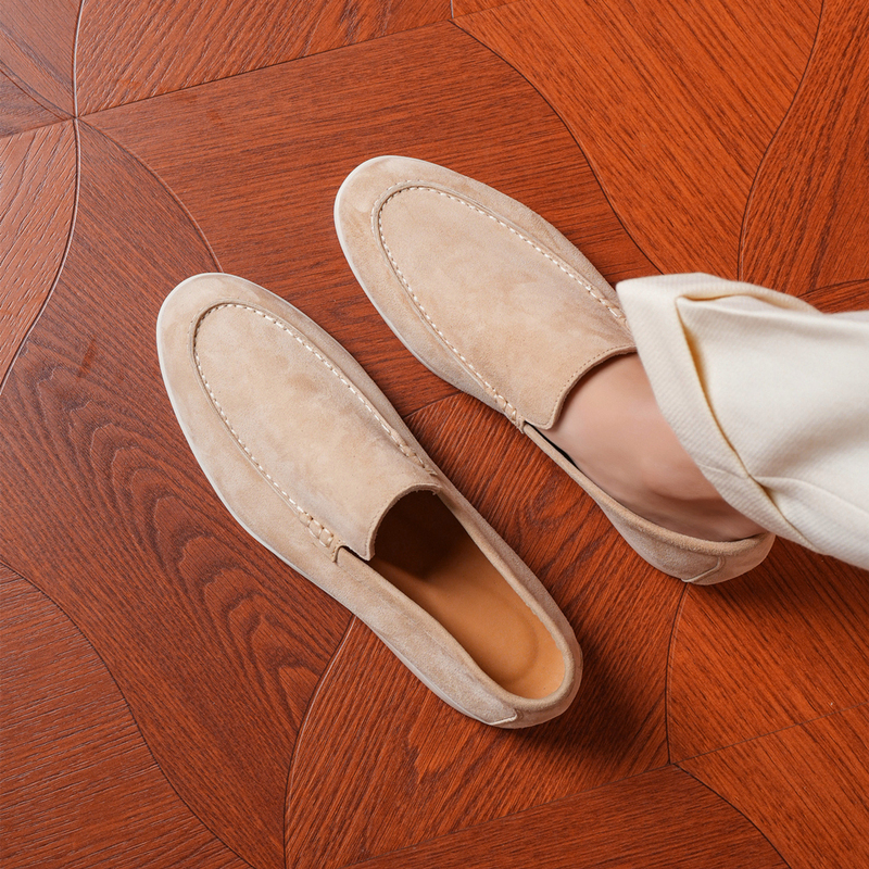 Handmade Genuine Leather Loafers for Men, Summer Breathable Slip-On Shoes, High-End Old Money Style Casual Leather Shoes