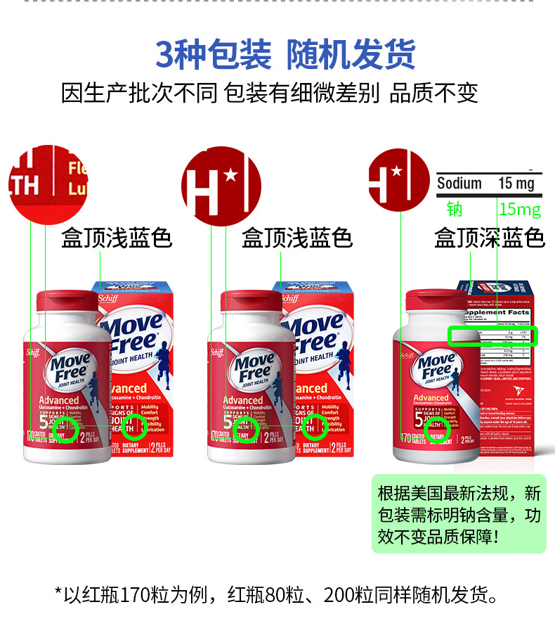美国产 维骨力MoveFree 红盒软骨素 200粒*2瓶 关节疼首选 图11