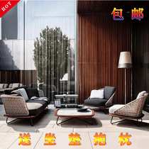 Outdoor Rattan Sofa Tea Table Combined Patio Waterproof Sunscreen Casual Chrope Sofa Villa Yang Light House Vines Chair Sofa