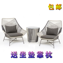 Balcony small table and table rattan chair Three sets patio garden tea table Composition minimalist casual outdoor terrace rattan chair sofas