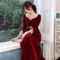 Velvet toast 2021 new autumn bride long sleeve home dress thank you banquet engagement dress dress dress dress women