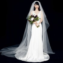 Light wedding Vintage Bride wedding new female tailing White simple travel patter thin satin go out gauze summer