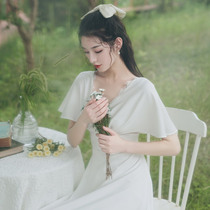 High-end evening dress 2021 new socialite temperament v-neck generous can usually wear dresses female white long summer