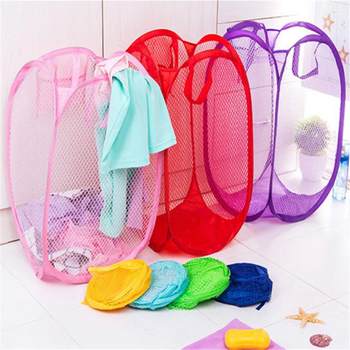 Clothing basket foldable clothes net basket handbasket basket bathroom clothes storage basket dirty storage blue dirty laundry basket