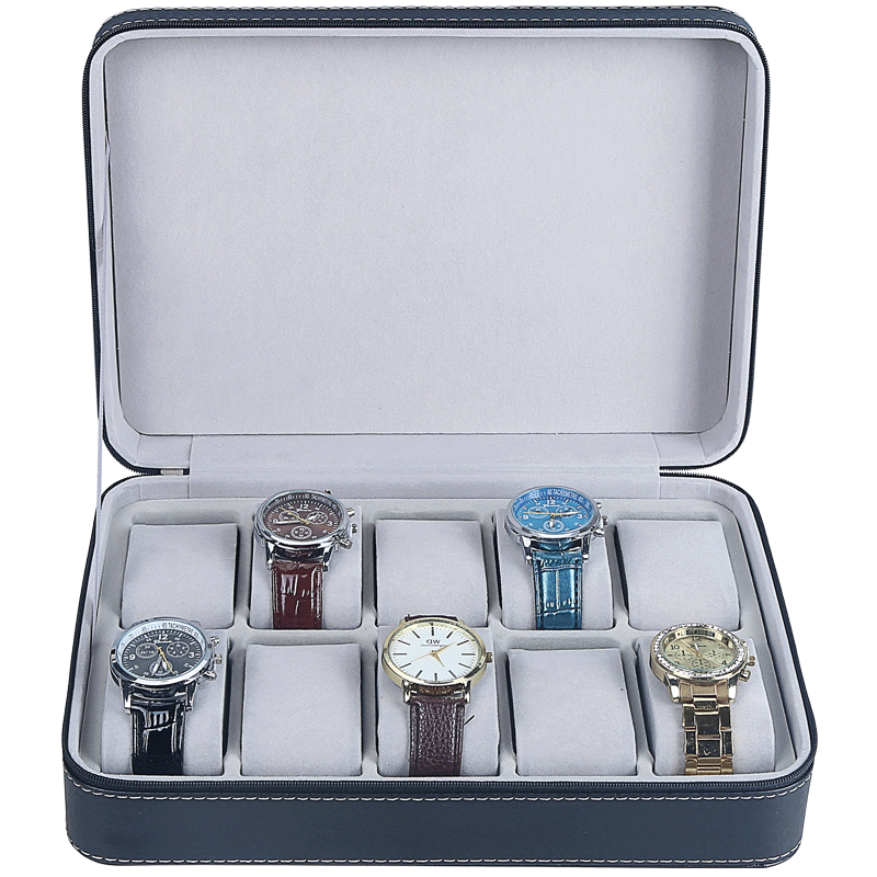 PU watch box Storage box Zipper jewelry box Hand chain watch box Hand string watch collection box Household watch box