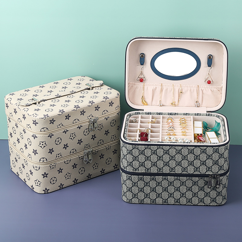 Multilayer large capacity Jewelry Boxes Delicately Portable Containing Box Ear earrings Ring Integrated Makeup box