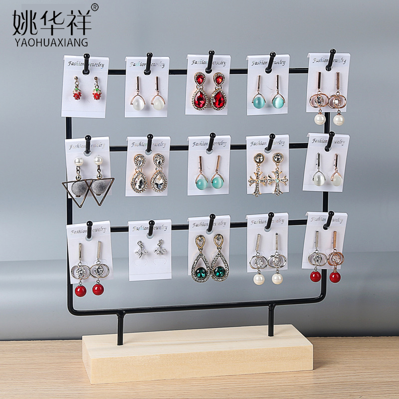 Wrought iron jewelry rack 15 hook earrings storage layer rack Ear jewelry shelf display rack Hair ring bracelet rack Stall jewelry rack