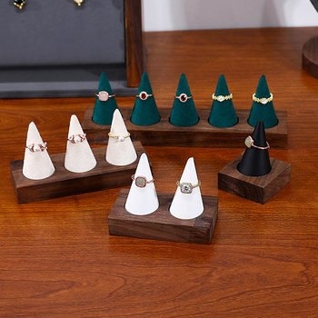 Walnut jewelry display stand conical ring holder creative jewelry photography photo props ring storage base