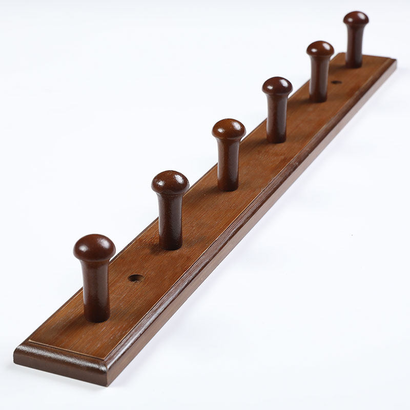 Wall solid wood hook wall-mounted clothes hanger bedroom clothes hanging clothes hook creative wall row of strips round