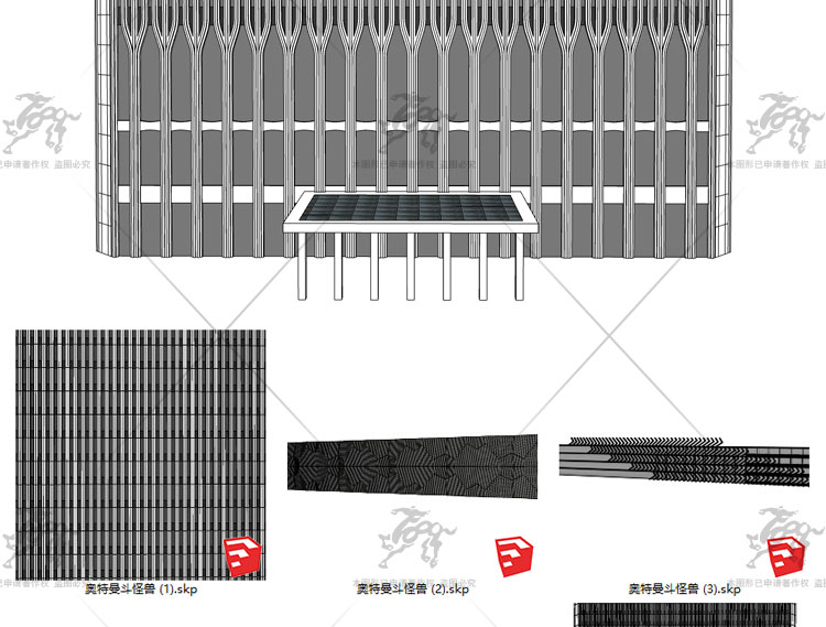 T1905现代异形曲面格栅建筑外立面表皮渐变镂空装饰墙板草...-8