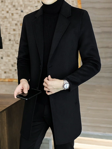 Длинное демисезонное шерстяное шерстяное пальто, элитный плащ, двусторонная куртка для отдыха, в корейском стиле, средней длины