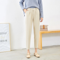 Hairy casual pants womens new Korean version of high waist pipe nine-point Harlan West pants woolen casual pants womens size