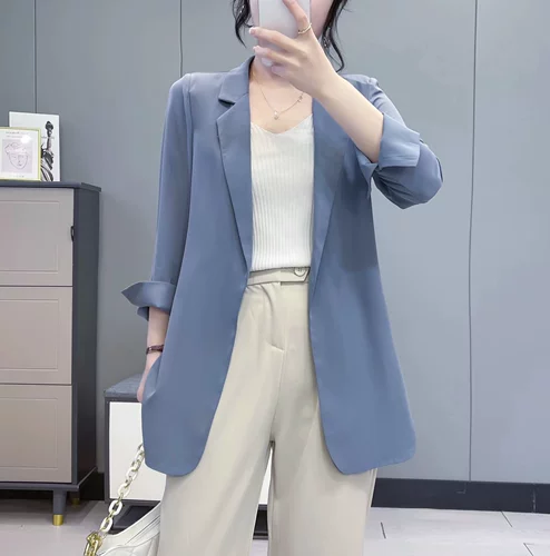 Шифоновый летний пиджак классического кроя, одежда для защиты от солнца для отдыха, кардиган, в корейском стиле