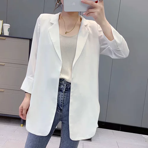 Шифоновый летний пиджак классического кроя, одежда для защиты от солнца для отдыха, кардиган, в корейском стиле