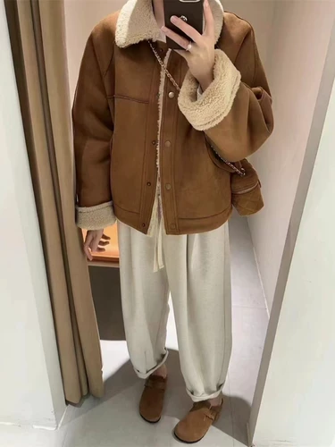 Демисезонная бархатная утепленная куртка, 2023, в корейском стиле