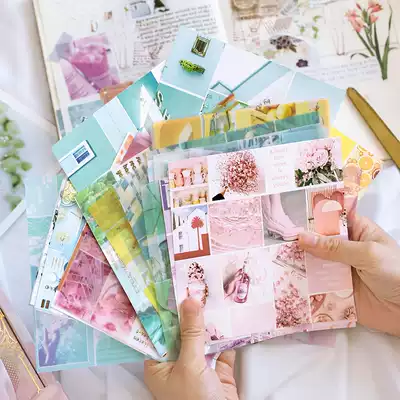 Xi translation language leisure and book series hand account sticker boxed background paper Retro hand account bottoming collage material decorative sticker art INS retro wind hand account collage material decoration