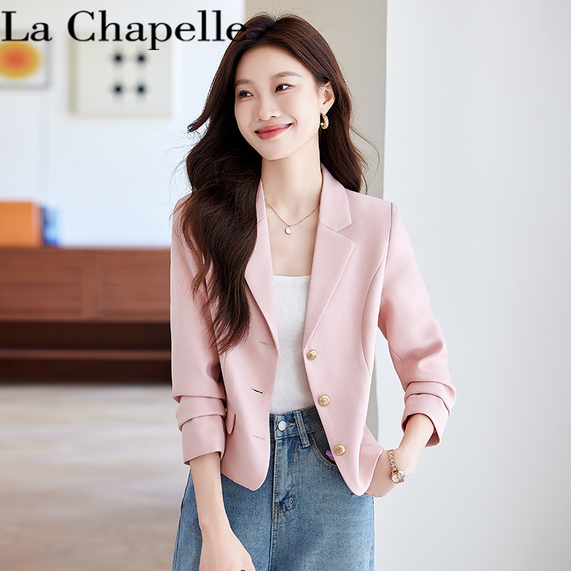 La Chapelle Pink Blazer for Women, Spring and Summer Fashion, High-End, Petite, Short, Casual, Commuter Suit Jacket La Chapelle Pink Blazer for Women, Spring and Summer Fashion, High-End, Petite, Short, Casual, Commuter Suit Jacket