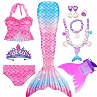 21 красочный комплект из трех предметов-русалок + ожерелье + корона + ласты