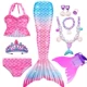 21 красочный комплект из трех предметов-русалок + ожерелье + корона + ласты
