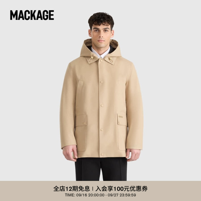 【Early Autumn New Arrival】Mackage Men's Alec Twill Fabric Detachable down Jacket Windbreaker Jacket