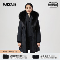 MACKAGE Lady TRISH silver fox fur collar hooded down fashion small face V collar coat counter