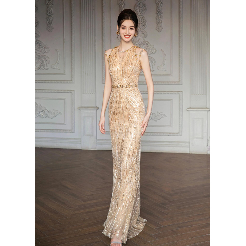 Mermaid Evening Dress 2026 New Model Host Annual Meeting Dress Sequin Elegant Socialite Birthday High-End Light Luxury