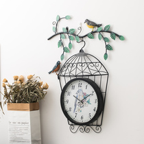 Bird art clock creative living room wall clock clock home silent personality American background wall decoration hanging watch