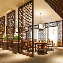 Solid wood flower grid new Chinese antique doors and windows Dongyang wood carving Hollow porch partition TV background decoration Wood grille