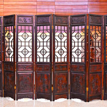 Screen partition solid wood flower grid Chinese old antique folding restaurant living room hotel entrance custom Dongyang wood carving