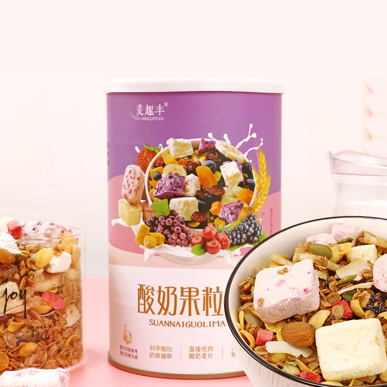 Yogurt fruit grain oatmeal dry eating baked fruit and nut oatmeal 500g brewed nutritional cereal breakfast meal replacement