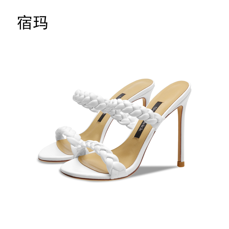 One-Strap White Sandals with Thin Heels for Women, 2026 New Fashion Summer Outdoor Wear, Fairy Style Slippers, Sexy High Heels One-Strap White Sandals with Thin Heels for Women, 2026 New Fashion Summer Outdoor Wear, Fairy Style Slippers, Sexy High Heels