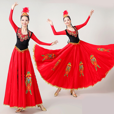 Chinese folk dance dress for women A study on the art of Uygur costume with 540 degree big swing skirt