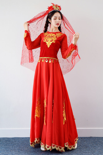 Chinese folk dance dress for women Xinjiang Dance Costume female opening dance big swing skirt modern adult Uygur minority performance dress